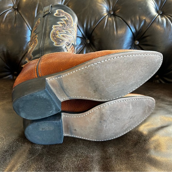 Men’s cowboy boots black and cognac size 8.5 EE (Extra Wide) - Picture 5 of 12